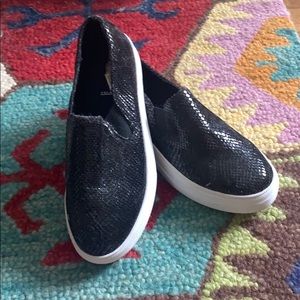 Black snakeskin slip on sneakers by volatile 🐍🖤